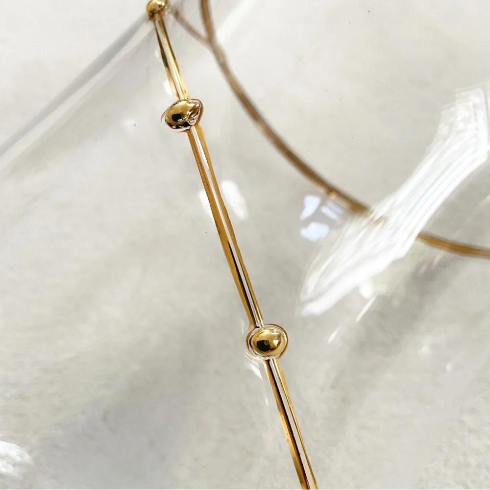 Vintage Pier 1 Clear Blown Glass Vase Gold Rim Spiral Swirl Accent 6”